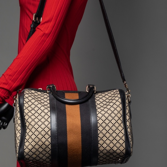 Gucci Diamante Canvas Vintage Web Joy Medium Boston Bag - Picture 6 of 15